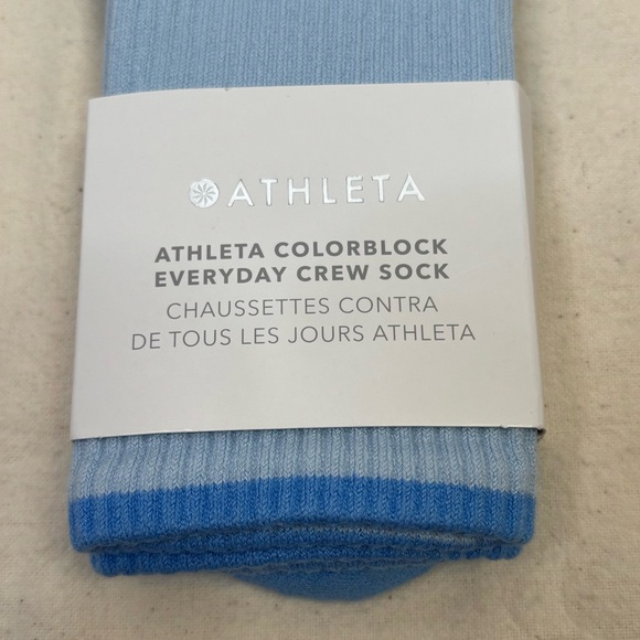 NWT Athleta Colorblock Everyday Crew Sock in Mist Blue Medium/Large Women’s New - Picture 2 of 7
